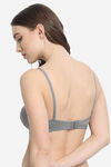 VStar Double Layered Non Wired Medium Coverage Super Support Bra - Grey Melange — thumbnail 3