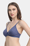 VStar Double Layered Non Wired Medium Coverage Super Support Bra - Navy Melange — thumbnail 2