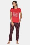 Twin Birds Cotton Pyjama Set - Red — thumbnail 1