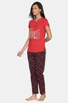 Twin Birds Cotton Pyjama Set - Red — thumbnail 2
