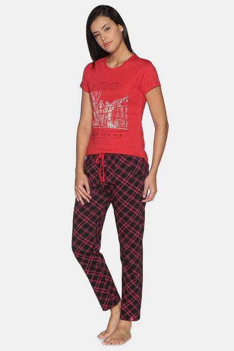 Twin Birds Cotton Pyjama Set - Red — image 4