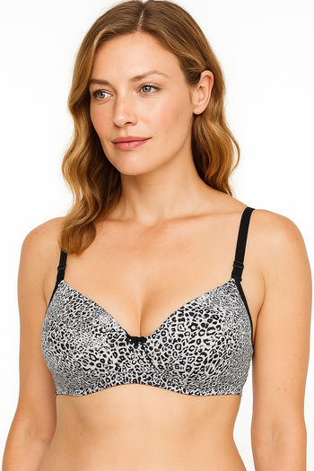 Sona Padded Non Wired 3/4th Coverage Sag Lift Bra - White Printed