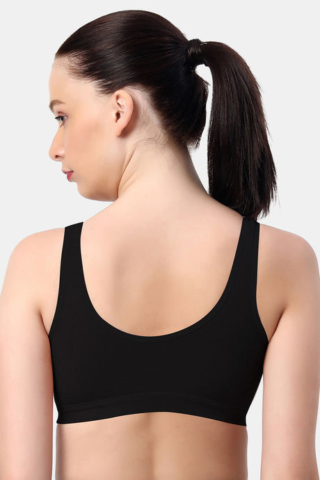 Soie Non-Wired Removable Padded Full Coverage Beginners Bra  - Black — image 4