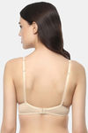 Soie Medium Coverage Padded Non-Wired Satin Panelled T-Shirt Bra - Beige — thumbnail 4