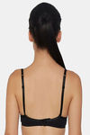Soie Medium Coverage Padded Non-Wired Satin Panelled T-Shirt Bra - Black — thumbnail 3