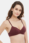 Soie Medium Coverage Padded Non-Wired Satin Panelled T-Shirt Bra - Coke — thumbnail 2