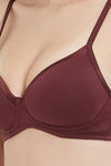 Soie Medium Coverage Padded Non-Wired Satin Panelled T-Shirt Bra - Coke — thumbnail 6