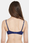 Soie Medium Coverage Padded Non-Wired Satin Panelled T-Shirt Bra - Navy — thumbnail 4