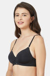 Soie Medium Coverage Padded Non-Wired T-Shirt Bra - Black — thumbnail 3
