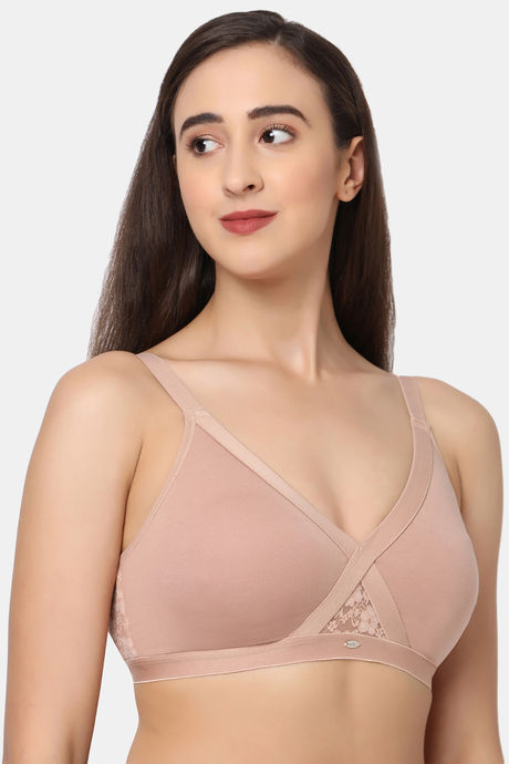 Soie Full Coverage Cross Over Non Padded Non Wired Bra - Dark Skin — image 3