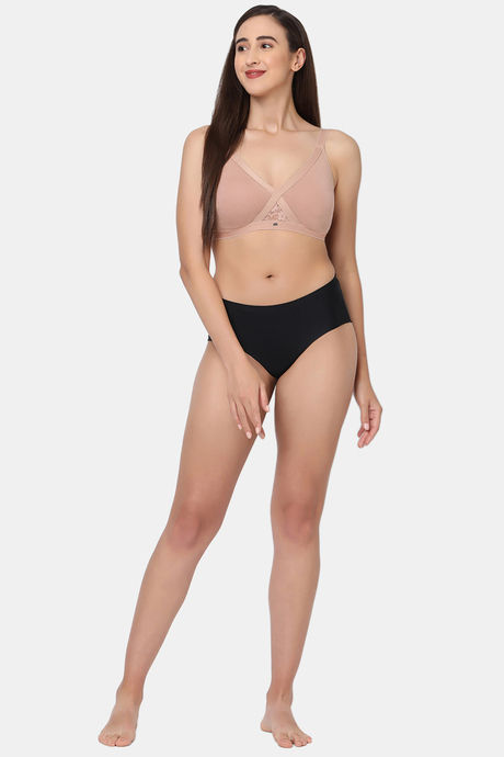 Soie Full Coverage Cross Over Non Padded Non Wired Bra - Dark Skin — image 5