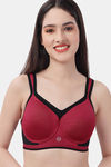 Soie High Impact Padded Easy Movement Sports Bra - Crimson — thumbnail 1