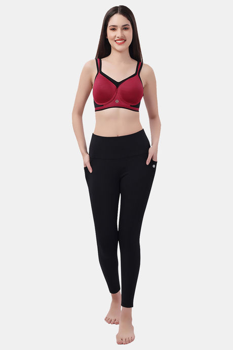 Soie High Impact Padded Easy Movement Sports Bra - Crimson — image 4