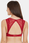 Soie Medium Coverage Non Padded Wired Lace Demi Cup Bra - Wild Red — thumbnail 4