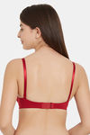 Soie Medium Coverage Non Padded Wired Lace Demi Cup Bra - Wild Red — thumbnail 6