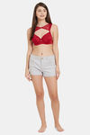 Soie Medium Coverage Non Padded Wired Lace Demi Cup Bra - Wild Red — thumbnail 7