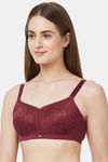 Soie Full Coverage Padded Non-Wired Lace Bra - Crimson — thumbnail 2