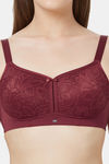 Soie Full Coverage Padded Non-Wired Lace Bra - Crimson — thumbnail 5