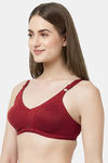 Soie Single Layered Non Wired Full Coverage Bra - Deep Red — thumbnail 3