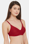 Soie Double Layered Non Wired Full Coverage Bra - Deep Red — thumbnail 2