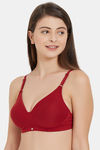 Soie Double Layered Non Wired Full Coverage Bra - Deep Red — thumbnail 3