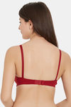 Soie Double Layered Non Wired Full Coverage Bra - Deep Red — thumbnail 4