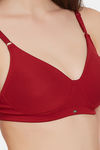 Soie Double Layered Non Wired Full Coverage Bra - Deep Red — thumbnail 6