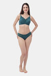 Soie Single Layered Non Wired Medium Coverage Lace Bra - Storm — thumbnail 4