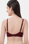 Soie Single Layered Non Wired Medium Coverage Lace Bra - Wine — thumbnail 2