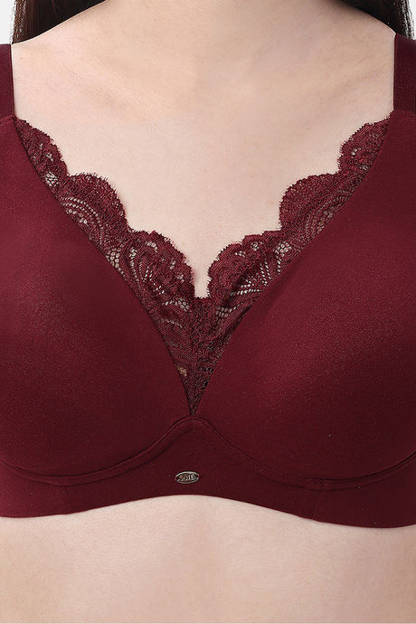 Soie Single Layered Non Wired Medium Coverage Lace Bra - Wine — image 5