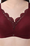 Soie Single Layered Non Wired Medium Coverage Lace Bra - Wine — thumbnail 5