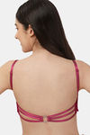 Soie Padded Wired Medium Coverage Pretty Back Bra - Cherry — thumbnail 2