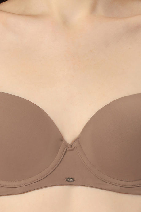 Soie Padded Wired Medium Coverage T-Shirt Bra - Brown — image 5