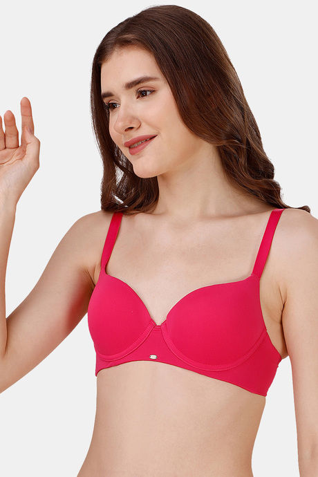 Soie Padded Wired Medium Coverage T-Shirt Bra - Pink — image 3