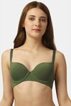 Soie Padded Wired Medium Coverage T-Shirt Bra - Green — thumbnail 1
