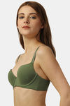 Soie Padded Wired Medium Coverage T-Shirt Bra - Green — thumbnail 3
