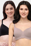Soie Padded Non Wired Full Coverage T-Shirt Bra (Pack of 2) - Multicolor — thumbnail 1