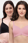 Soie Padded Non Wired Full Coverage T-Shirt Bra (Pack of 2) - Multicolor — thumbnail 1