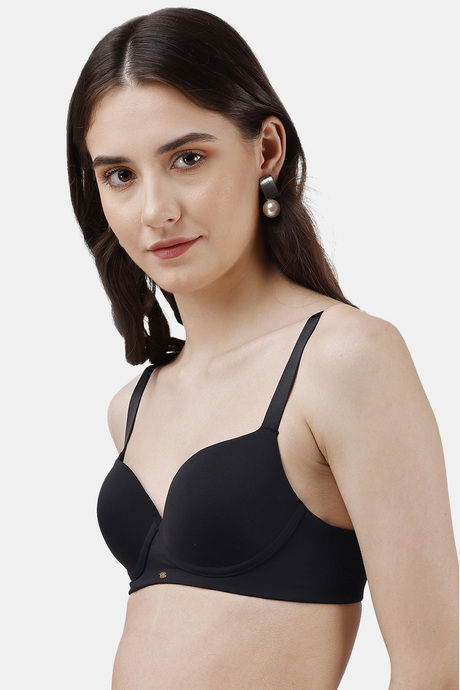 Soie Padded Non Wired Medium Coverage T-Shirt Bra - Black — image 2