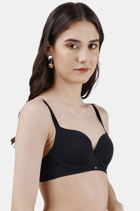 Soie Padded Non Wired Medium Coverage T-Shirt Bra - Black — image 3