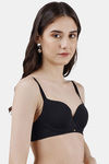 Soie Padded Non Wired Medium Coverage T-Shirt Bra - Black — thumbnail 3