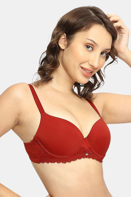 Soie Padded Wired Medium Coverage Super Support Bra - Rust — image 3