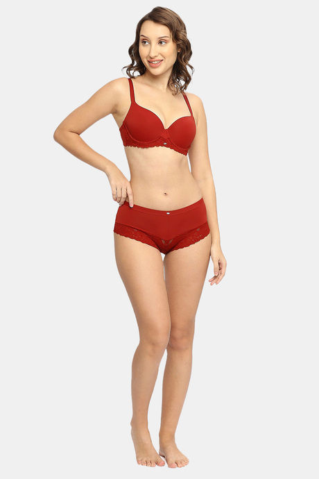 Soie Padded Wired Medium Coverage Super Support Bra - Rust — image 6