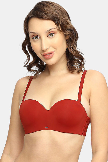 Soie Padded Wired Medium Coverage Strapless Bra - Rust — image 2