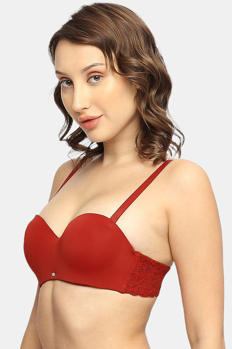 Soie Padded Wired Medium Coverage Strapless Bra - Rust — image 3
