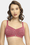 Soie Double Layered Non Wired Full Coverage Lace Bra - Earthred — thumbnail 1