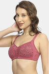 Soie Double Layered Non Wired Full Coverage Lace Bra - Earthred — thumbnail 2