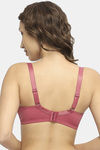 Soie Double Layered Non Wired Full Coverage Lace Bra - Earthred — thumbnail 4