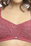 Soie Double Layered Non Wired Full Coverage Lace Bra - Earthred — thumbnail 5
