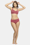 Soie Double Layered Non Wired Full Coverage Lace Bra - Earthred — thumbnail 6